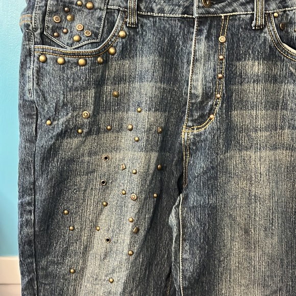 Moto Blues wide leg Jeans with metal embellishments - Picture 2 of 7